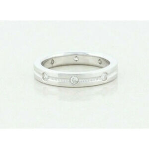 14k White Gold Diamond Band Ring Milgrain .25 carat size 6 3/4 Eternity Band